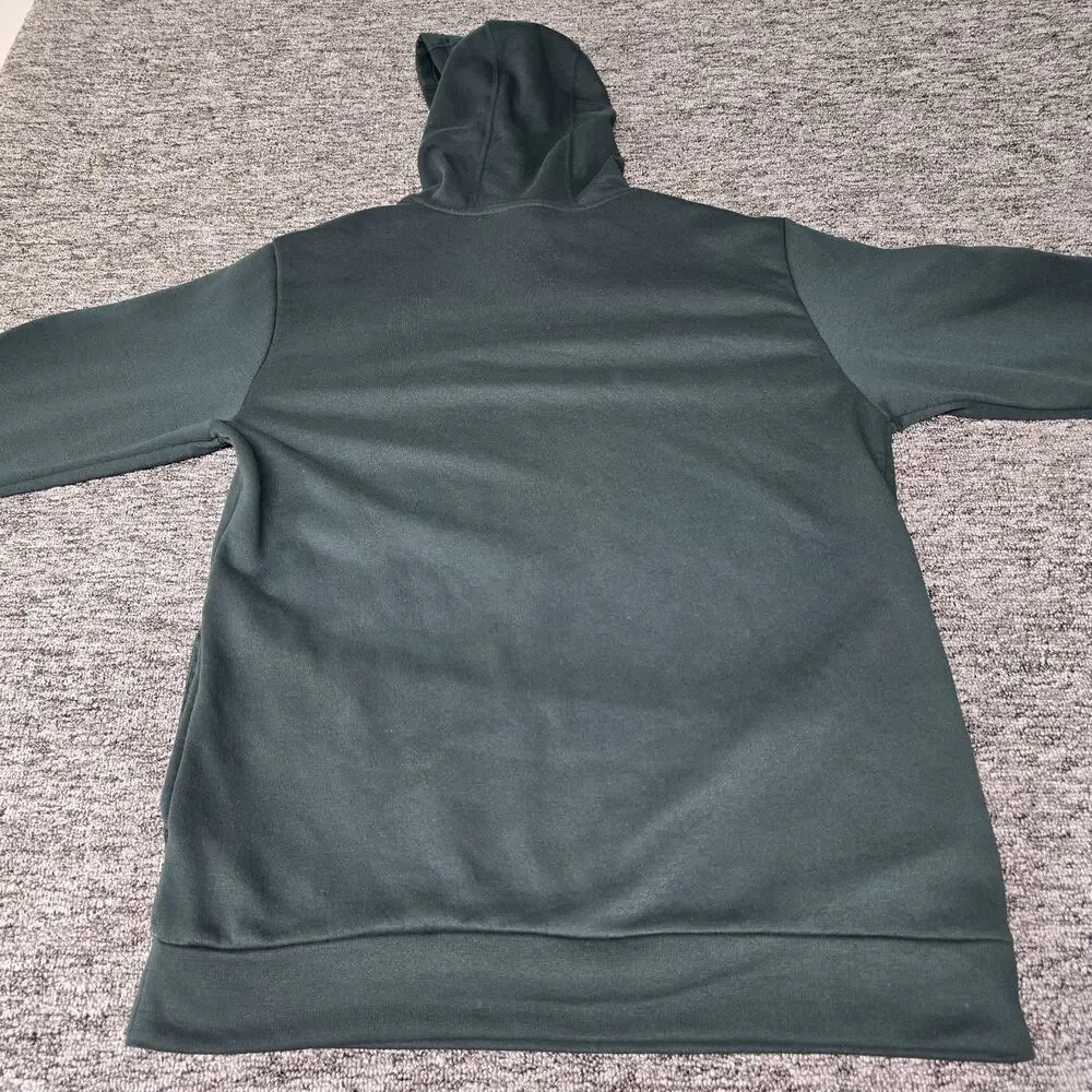 Adidas Regular Fit Fleece Pullover Hoodie Men's M Green Zipper Patch Pocket